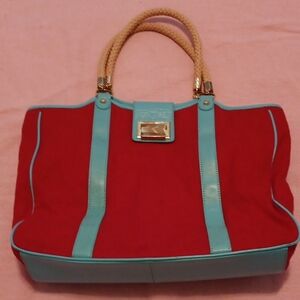 Talbots Stylish Red and Blue Women's Tote Bag